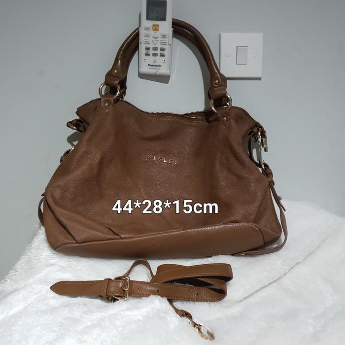 Tas sling bahu kulit Sisley Brown