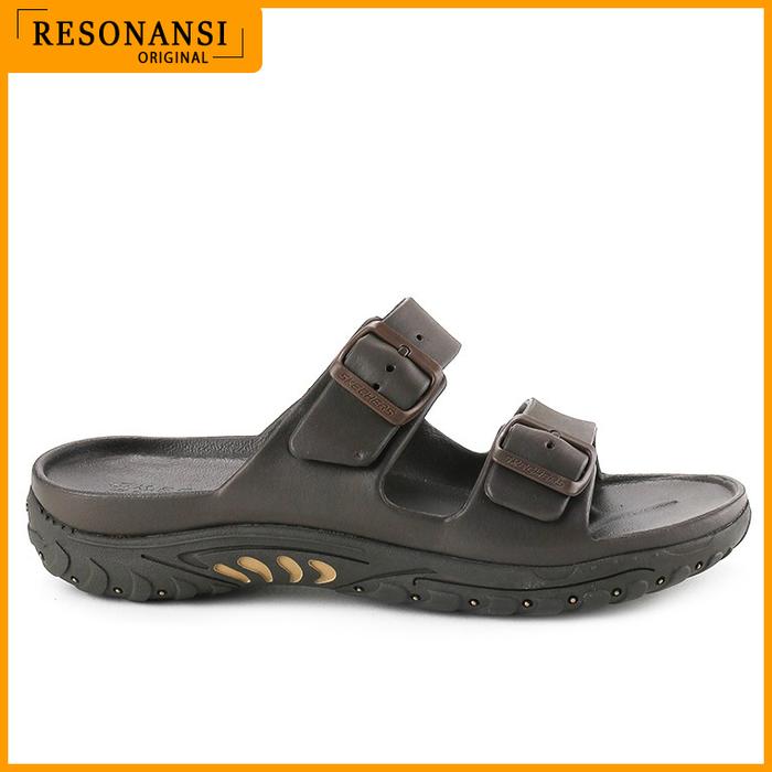 SANDAL PRIA TERBARU SKECHERS ORIGINAL REGGAE COKLAT EMPUK NYAMAN