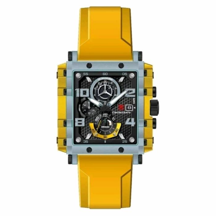 JAM TANGAN PRIA T5 3886 KUNING LIS SOFT BLUE RUBBER ORIGINAL