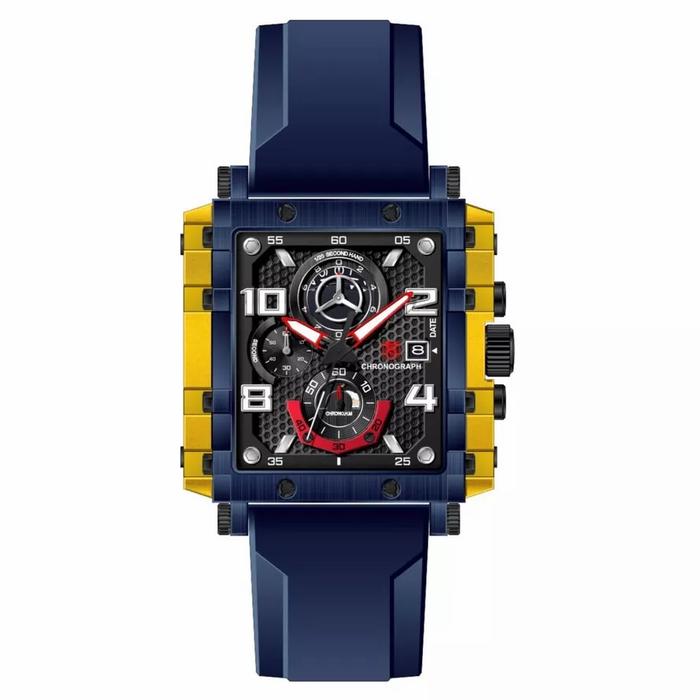 JAM TANGAN PRIA T5 3886 NAVY LIS KUNING RUBBER ORIGINAL