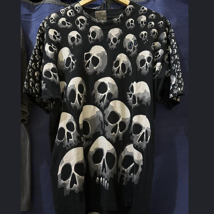 VINTAGE LIQUID BLUE PINKERTON SKULL TRAVIS SCOTT DEADSTOCK(sz L ft XL)