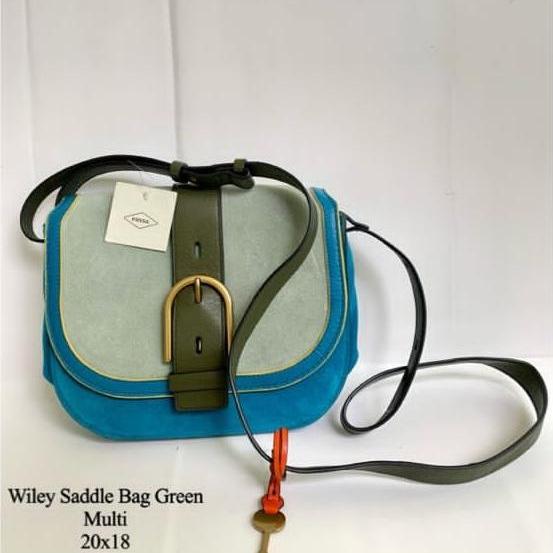 Tas Wiley Flap Saddle Crossbody Green Blue
