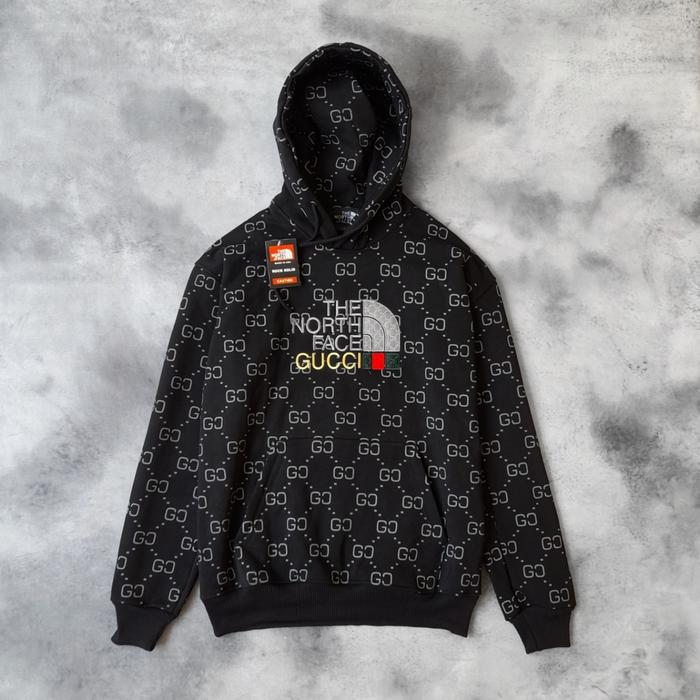 Sweater Hoodie Casual THE NORTH FACE Full Print Full Tag & Label Hitam