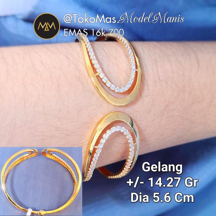 Gelang tinju oval emas kuning 700 kadar 16k