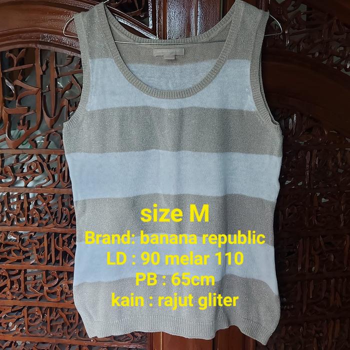banana republic vest wanita Glitter rompi hangat kain rajut size M