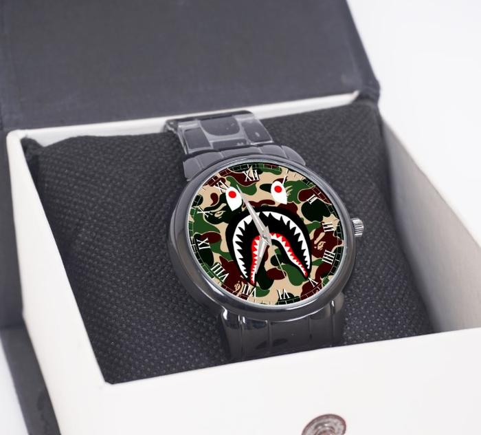 Jam Tangan Pria Keren Bape Shark Teeth Camo Loreng