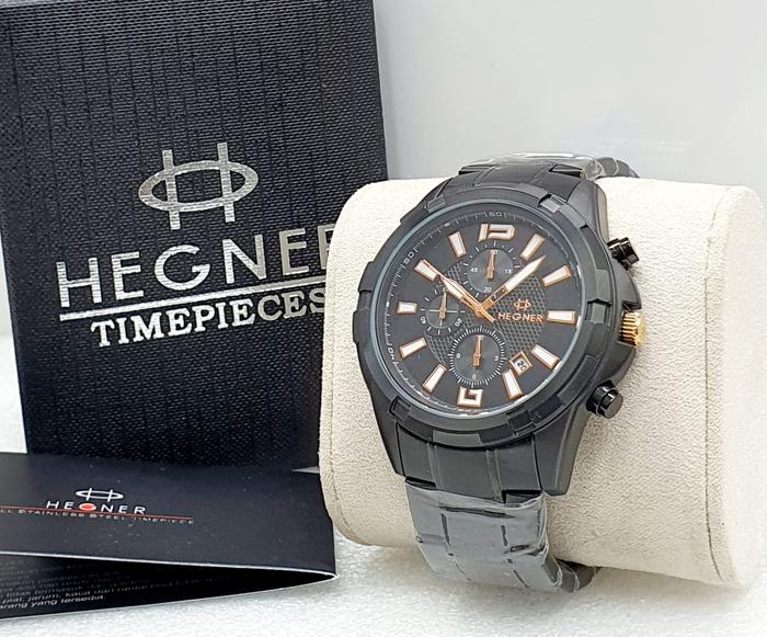 Jam Tangan Pria Hegner 1652 Rantai Chrono Aktif Original Garansi
