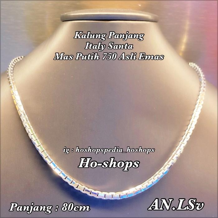 Kalung Panjang Italy Santa Padat Mas Putih Kadar 750 Asli Emas