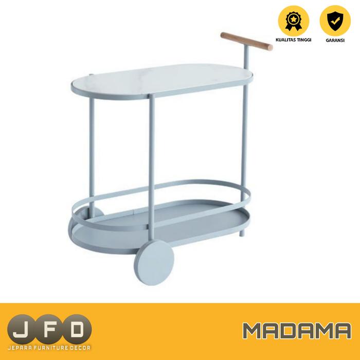 Meja Troli Dapur Makan Madama Aesthetic Bar Cart Industrial