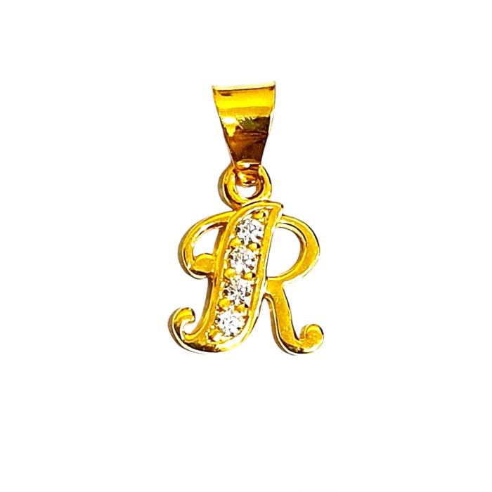 New Liontin Huruf R Indah Zirkon 700 16k Mata Kalung Bandul Pendant