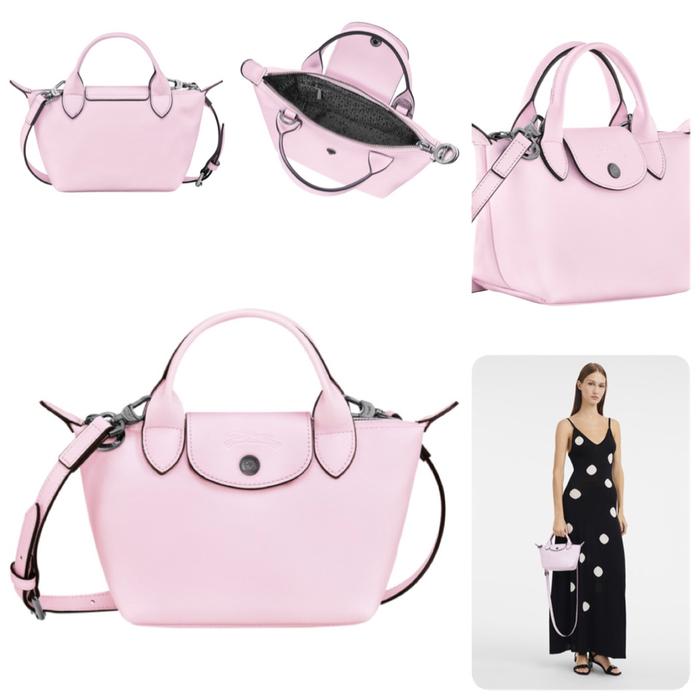 Longchamp le pliage Cuir Mini original leather pink ORI