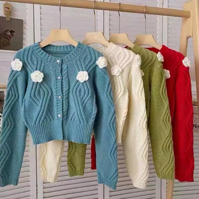 Areum cardi knit bunga timbul knw66