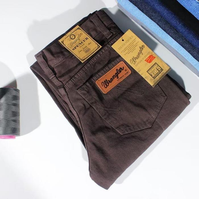 Celana jeans coklat tua panjang pria standar basic reguler Original 38