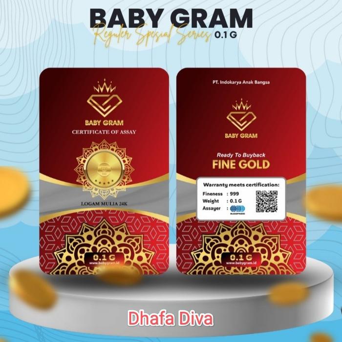 Baby Gram 0.1 0,1 Gram Emas Mini Logam Mulia 24 Karat