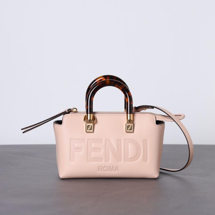 FENDI Mini By The Way FENDI ROMA Stamped Motif Boston in Light Pink