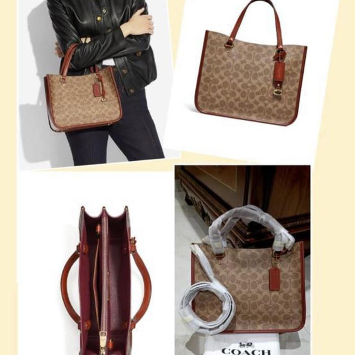 Coach tyler carryall tan rust signature original 100%