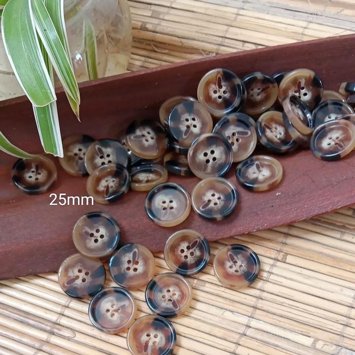Kancing Baju Besar/Jas/Jaket/Blezer *CoklatMotif*kilap*25mm