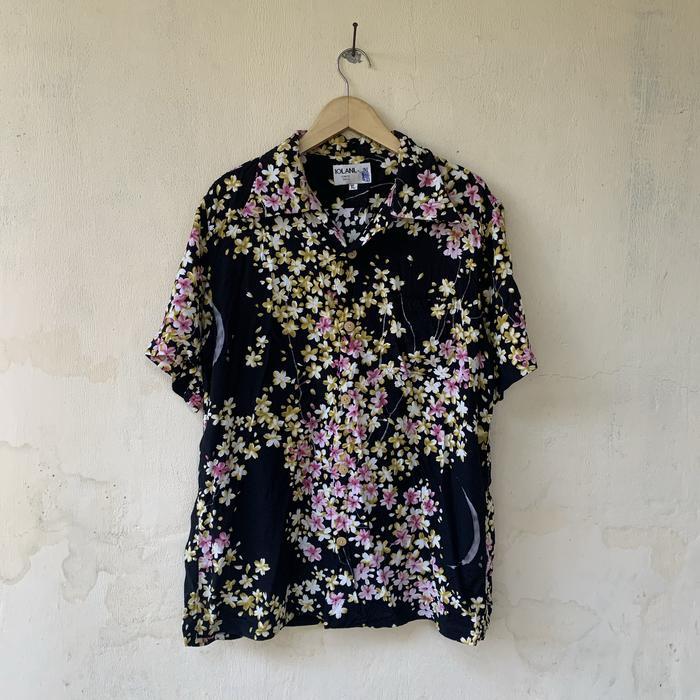 Vintage iloani hawaiian shirt rayon sakura blossom sunsurf kapital