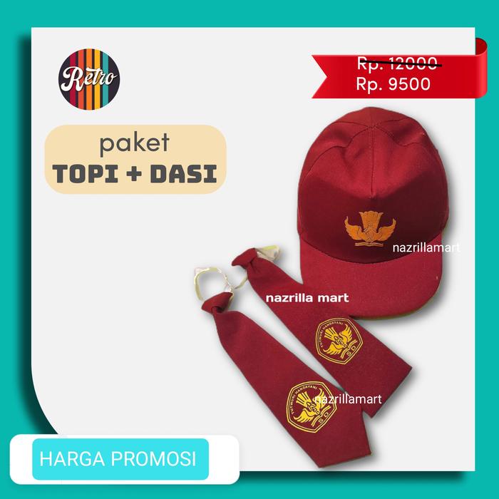 paket Topi dan Dasi SD sablon , topi SD dasi sd