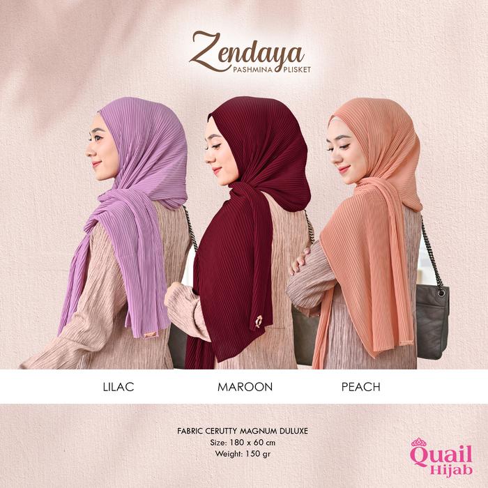 Jilbab Pashmina Plisket Ceruty Original Quail Hijab ZENDAYA Q SERIES