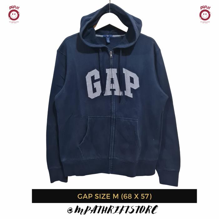 Hoodie Zipper GAP Size M Black Second Branded