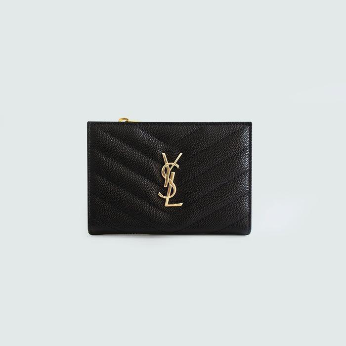 Saint Laurent YSL Bi-Fold Compact Wallet in Black GHW