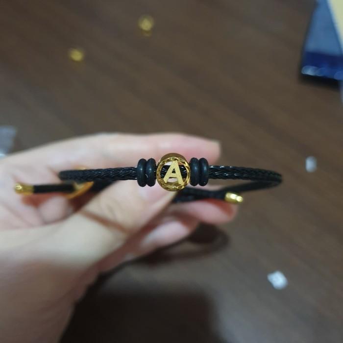 Gelang tali huruf A pandora Emas Asli