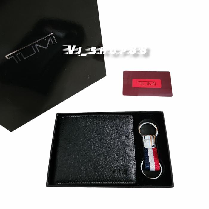 Dompet Pria Kulit Asli TUMI With Keychain + Paperbag Set Gift Box