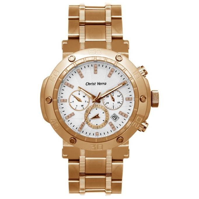 JAM TANGAN CHRIST VERRA CV 52283GD-16 PRIA ROSEGOLD WHITE ORIGINAL