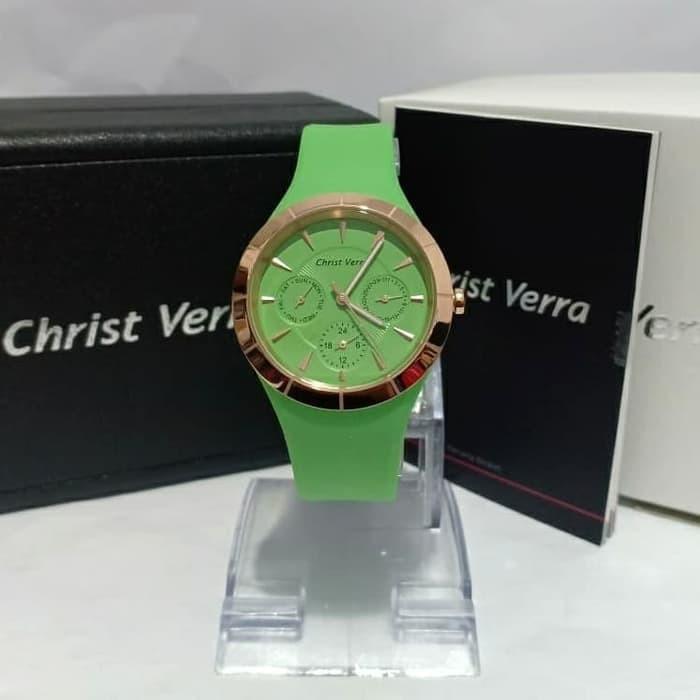 JAM TANGAN CHRIST VERRA CV 71613L-35 WANITA ROSEGOLD LIGHT GREEN ORI