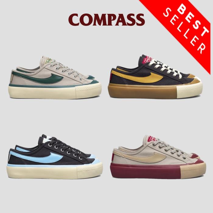 sepatu compass gazelle low wafer green /wafer maron /caramel /ice blue
