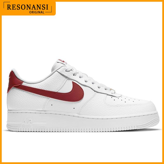 SEPATU PRIA TERBARU NIKE ORIGINAL SNEAKERS AIR FORCE 1 '07 PUTIH-MERAH