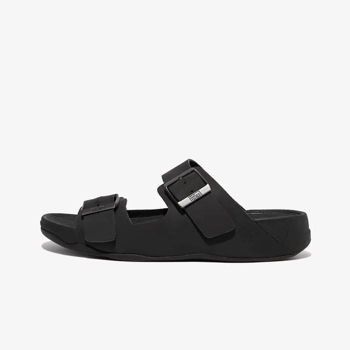 Fitflop Gogh Moc Men's Buckle Original Leather Slides - Black