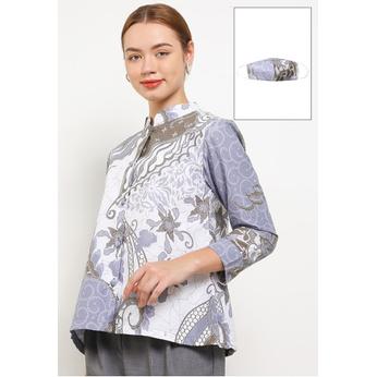 Baju Blouse Wanita  Le Viel Batik Nilasari Blouse Batik Katun Trikot L
