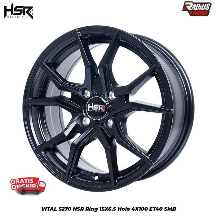 Velg New Model Racing Original HSR WHEEL R15 Black Dop Brio Jazz Murah