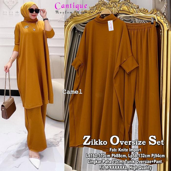 new zikko oversize set setelan celana wanita jumbo knit premium