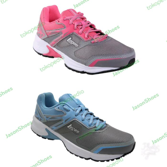 Sepatu League Legas Cewe Abu Pink Warp La W Running Shoes Wanita Original Murah