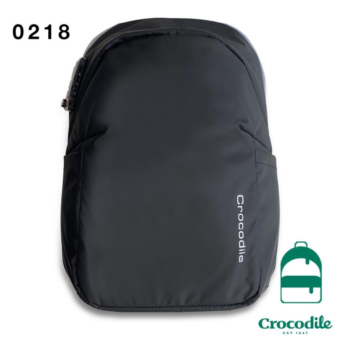 Crocodile 0218 Tas Backpack Pria + TSA Lock Original Black