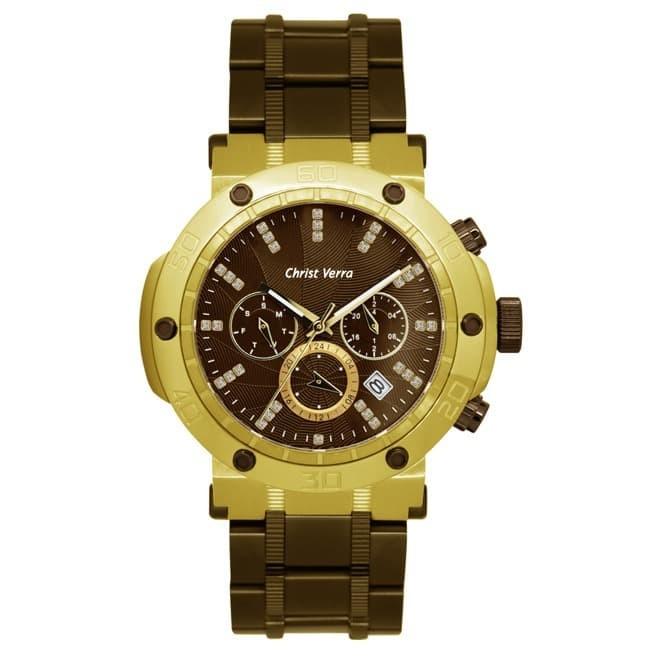 JAM TANGAN CHRIST VERRA CV 52283GD-19 PRIA GOLD BROWN ORIGINAL