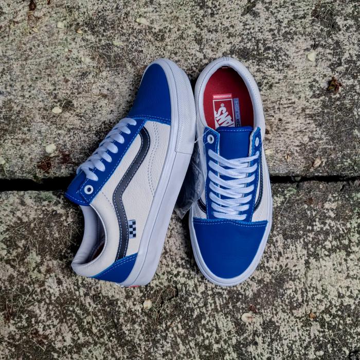 VANS SKATE OLD SKOOL SPORT LEATHER TRUE BLUE / WHITE