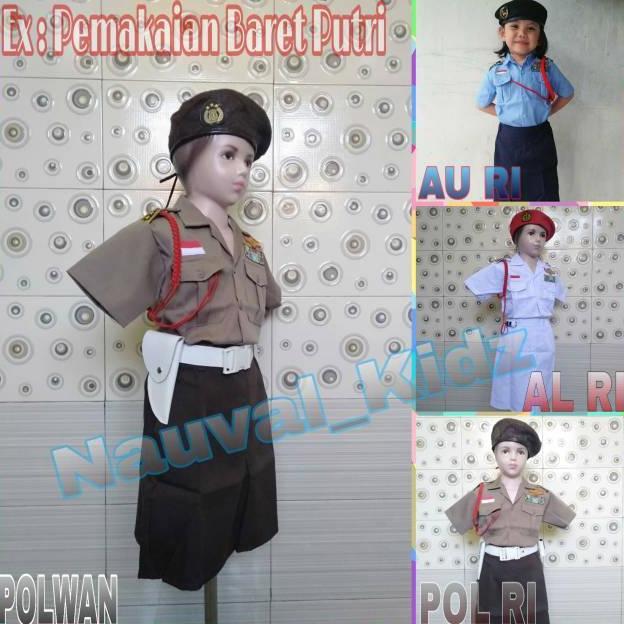 . BAJU KOSTUM KARNAVAL PROFESI POLISI, TNI- AU/AL PUTRI [KHUSUS BARET]