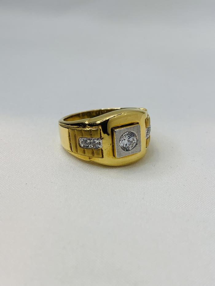 Cincin Pria Emas Kuning Mas Asli Kadar 700 70% Cowok Permata