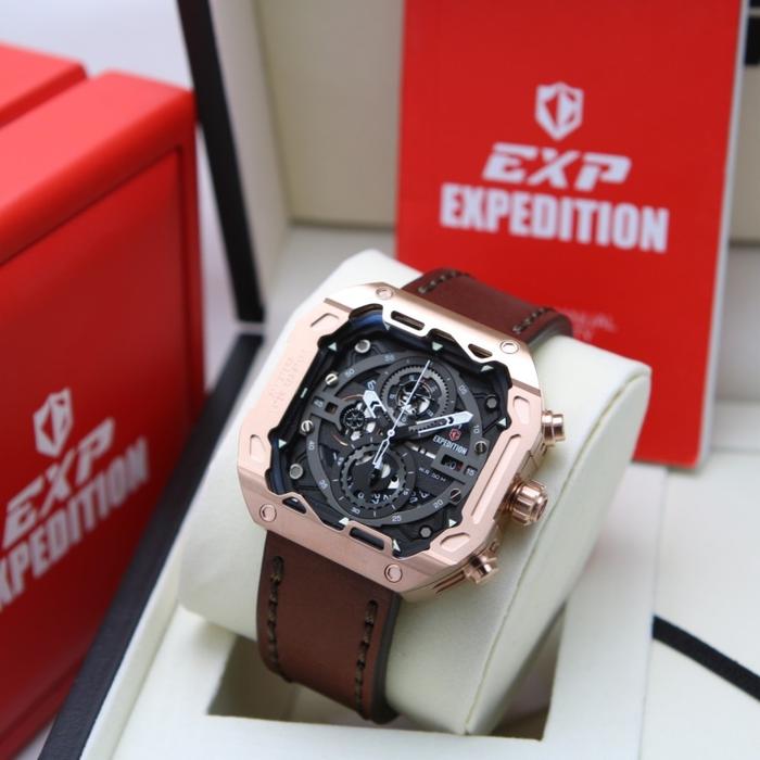 Jam Tangan EXPEDITION Pria E6826 / 6826 ORIGINAL - Brown Rosegold