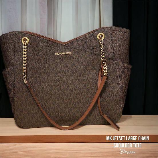 MK Jet Set Chain Tote Sign Brown