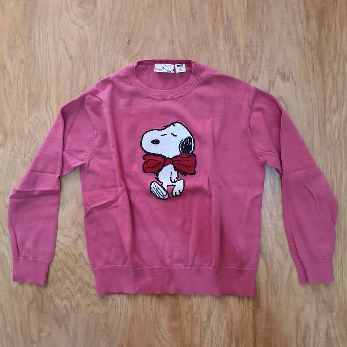 sweater anak UNIQLO Snoopy Original size 140 Pink - Preloved.