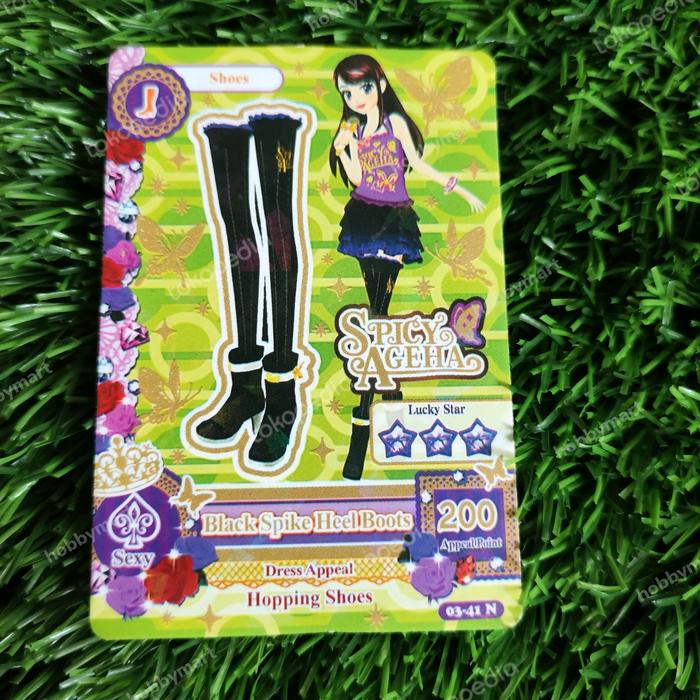 kartu aikatsu non ori black spike.heels boots