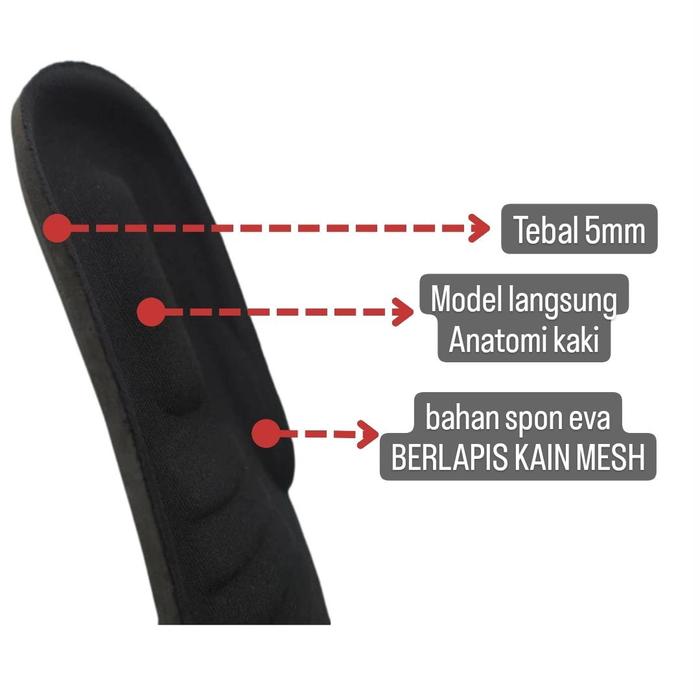 INSOLE SEPATU TEBAL TAPAK SEPATU EMPUK TAPAK DALAM SEPATU HITAM