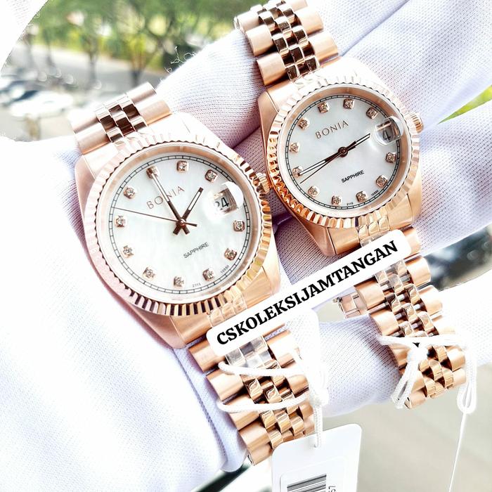 JAM TANGAN BONIA COUPLE BNB10550-1557 & BNB10550-3557 ROSEGOLD ORIGINA