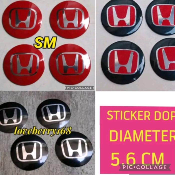sticker stiker lapisan tutup dop velg logo Honda warna merah