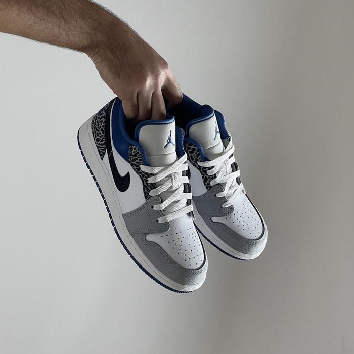 Air Jordan 1 Low True Blue Elephant Print